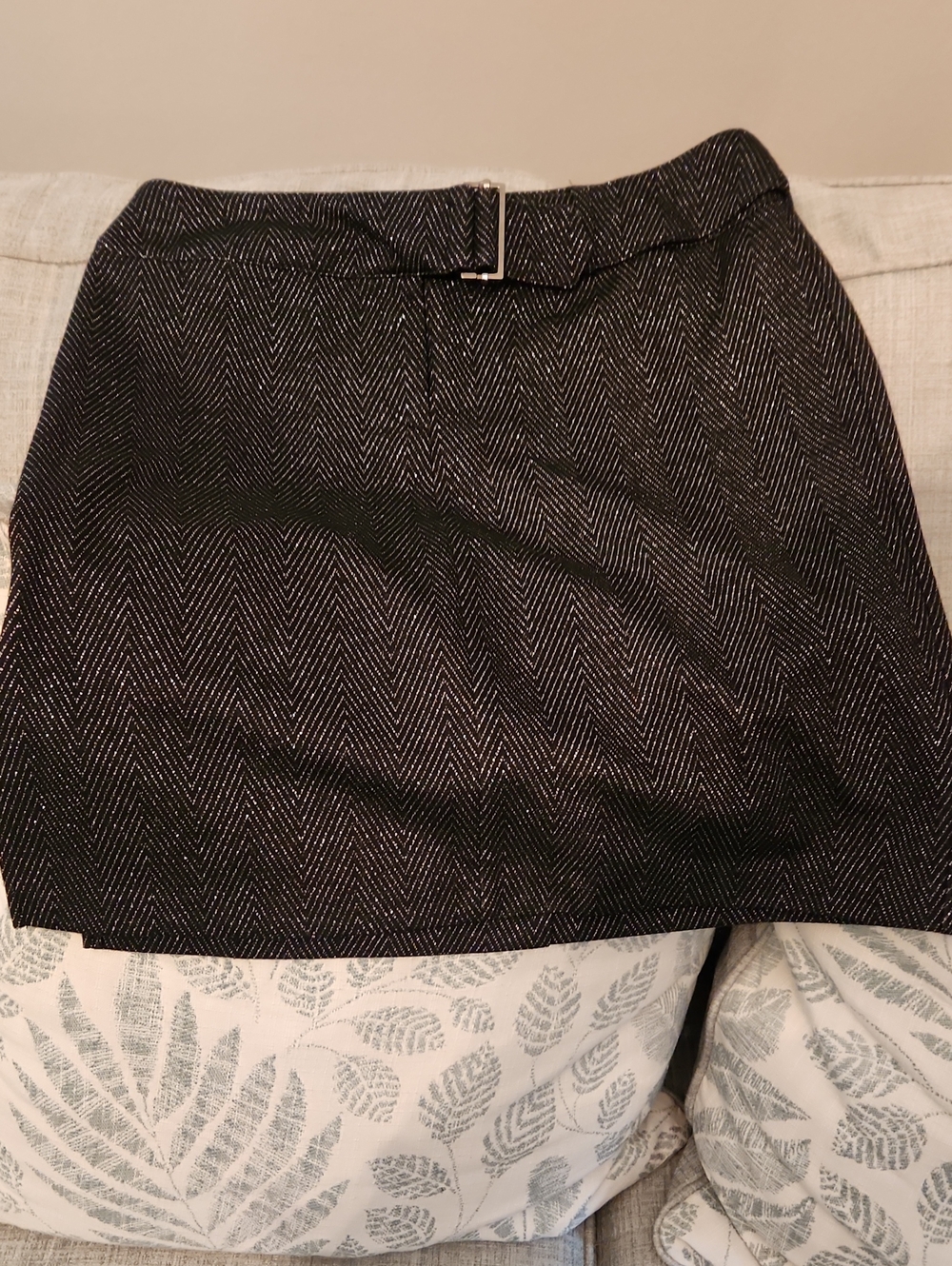 Express Black Mini Skirt with Subtle Herringbone Detail